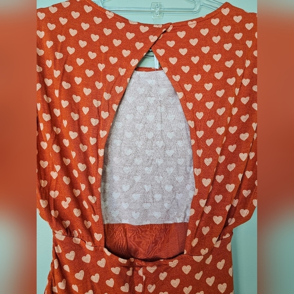 Free People Women's Lakeside Printed Midi Dress Ginger Heart Combo, Open Back S - Picture 9 of 12